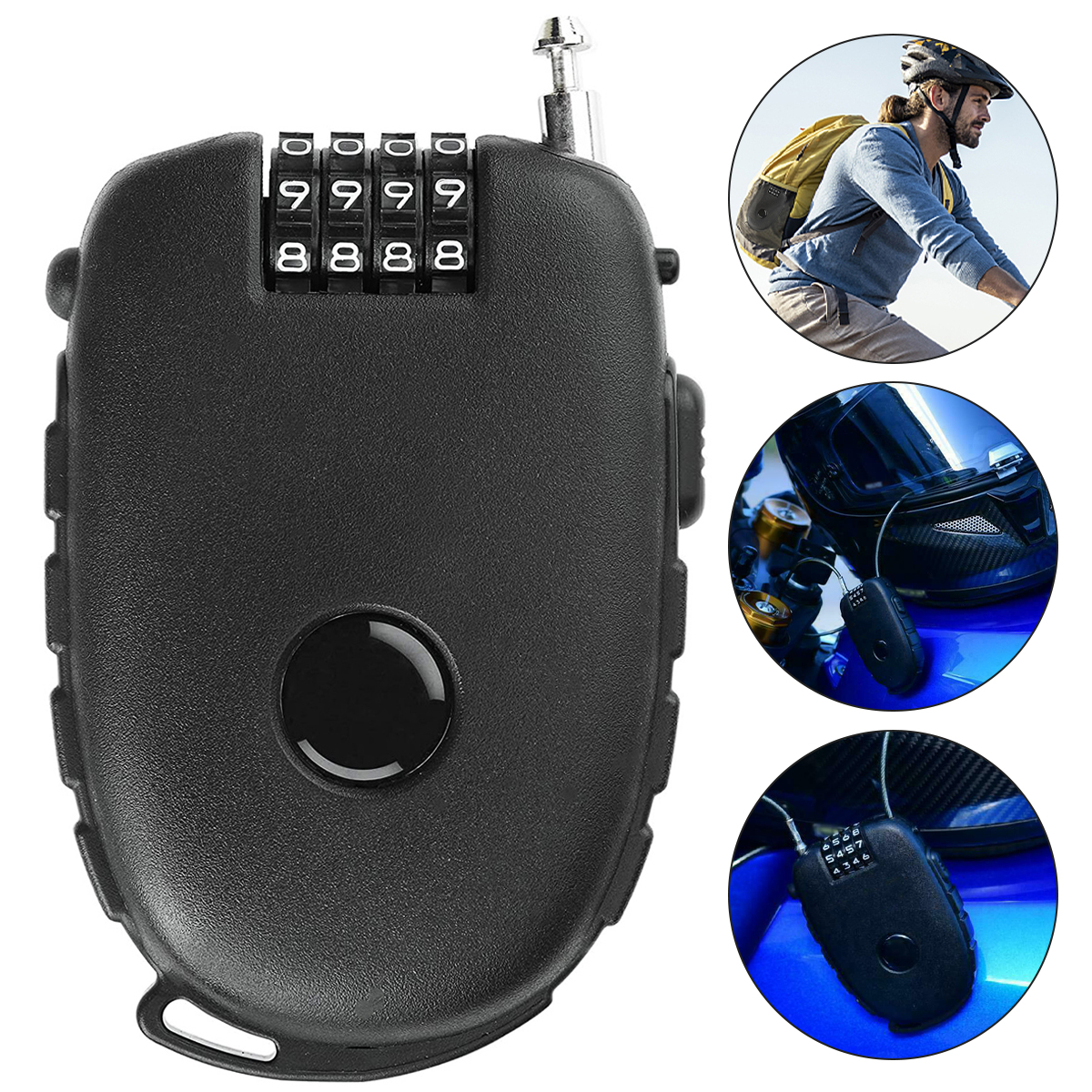 Cycling Gear Helmet - Motorcycle Steel Cable Code Lock Suitcase