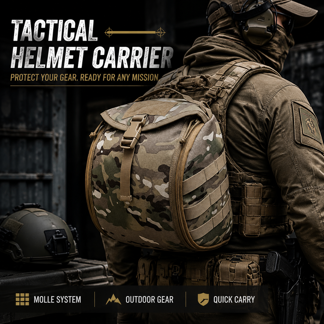 Cycling Gear Helmet - Tactical Helmet Storage Bag MOLLE Outdoor