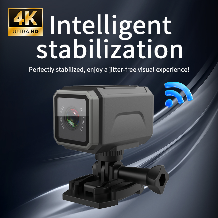 Cycling Gear Helmet - 4K EIS Action Camera 125° Wide
