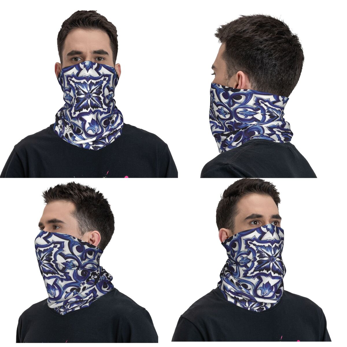 Blue Ornate Floral Mediterrane - Cycling Face Mask review and price